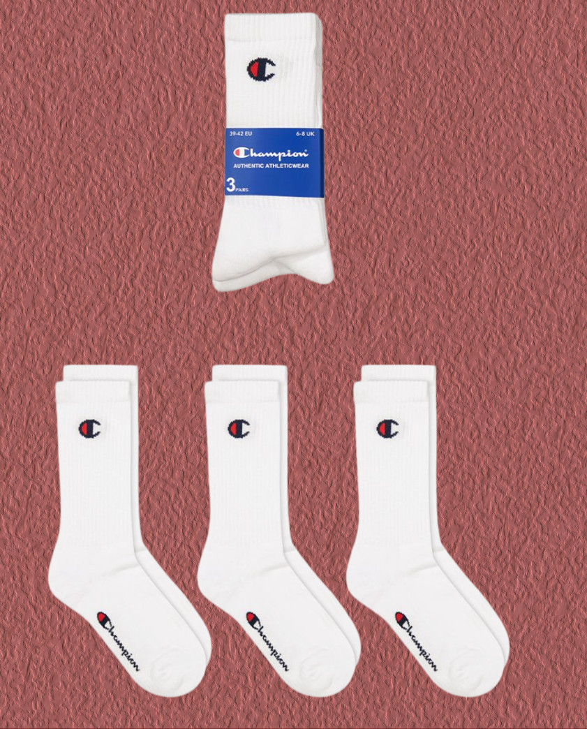 Champion C Logo Socks 3Pairs Unisex Casual Lifestyle Sports Socks NWT White 6390₽