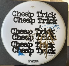 Cheap Trick Band Signed Drumhead PSA/DNA COA 12 Inch All 4 Members Autograph