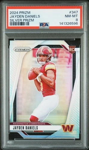 2024 PANINI PRIZM SILVER PRIZM #347 JAYDEN DANIELS PSA 8