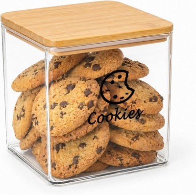 Cookie Jars with Lids Airtight, 18 cm/7 in Clear Plastic Square Container with