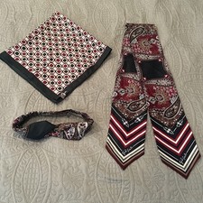 Vintage Girl Scout Leader Lot Of 3 Scarf Square Paisley Neck Tie
