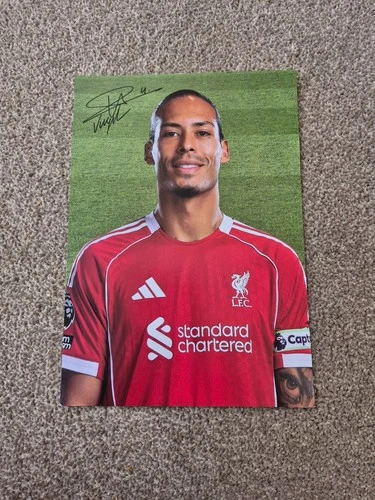 PRINT SIGNED VIRGIL VAN DIJK LIVERPOOL 2025-26 OFFICIAL CLUB PHOTO CARD GENUINE