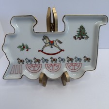 AZAFATA DE VACACIONES PLATO DE TREN CHINO FINO HECHO EN JAPÓN Diseño Caballo Mecedor NUEVO