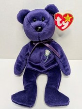 Ty Beanie Babies Princess Diana Purple Bear With Tag 1997 PE Version Retired