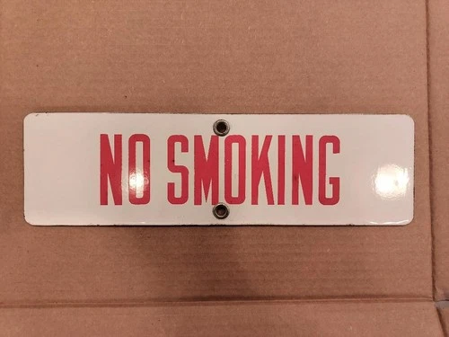 Original No Smoking Porcelain Sign #3 / Vintage Mens Business Signs Gas Station
