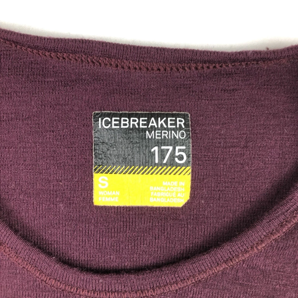 Icebreaker 175 Merino Wool Womens Small Burgundy Crew Neck Base Layer Shirt Top - Image 4 of 4