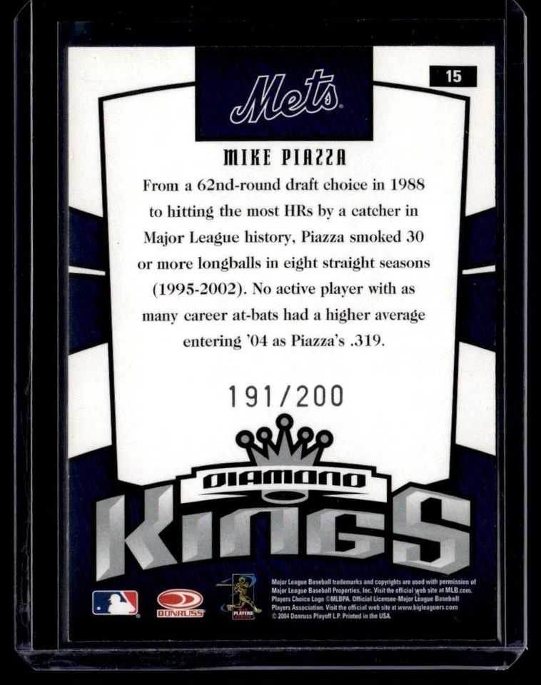 2005 Donruss Press Proofs Red Mike Piazza 191/200 New York Mets #15 - Image 2 of 2