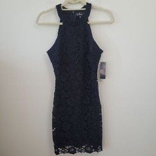 Lulus Love the Lace Dress Womens Bodycon Short Sleeveless Black Small New