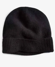 Charter Club Cashmere Cuffed Beanie Black ONE SIZE