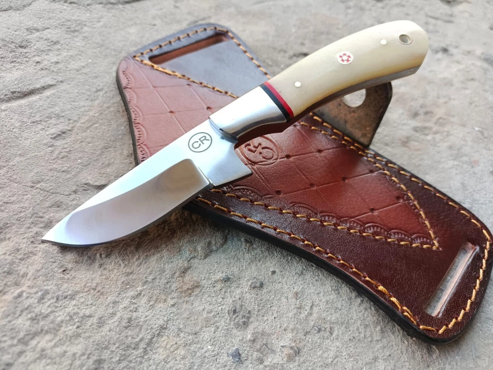 HANDFORGED CUSTOM HUNTING COWBOY SKINNER KNIFE WITH  BONE HANDLE&SHEATH - Image 2 of 4
