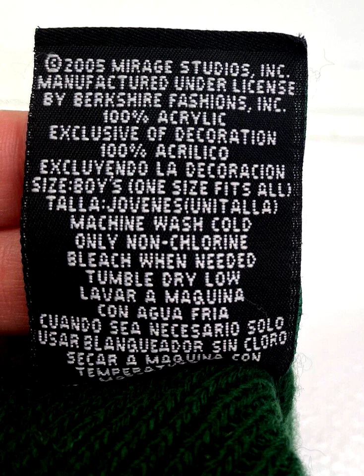 Gorro Teenage Mutant Ninja Turtles TMNT verde Raphael 9" niños talla única 2005 Foto 4 de 4