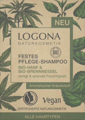 LOGONA Festes Shampoo Hanf & Brennessel 60g - Reinigt und spendet Feuchtigkeit