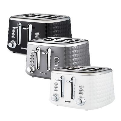 GEEPAS Argyle 4 Scheiben Brot Toaster 7 Stufen Bräunungskontrolle Auftauen Aufwärmen