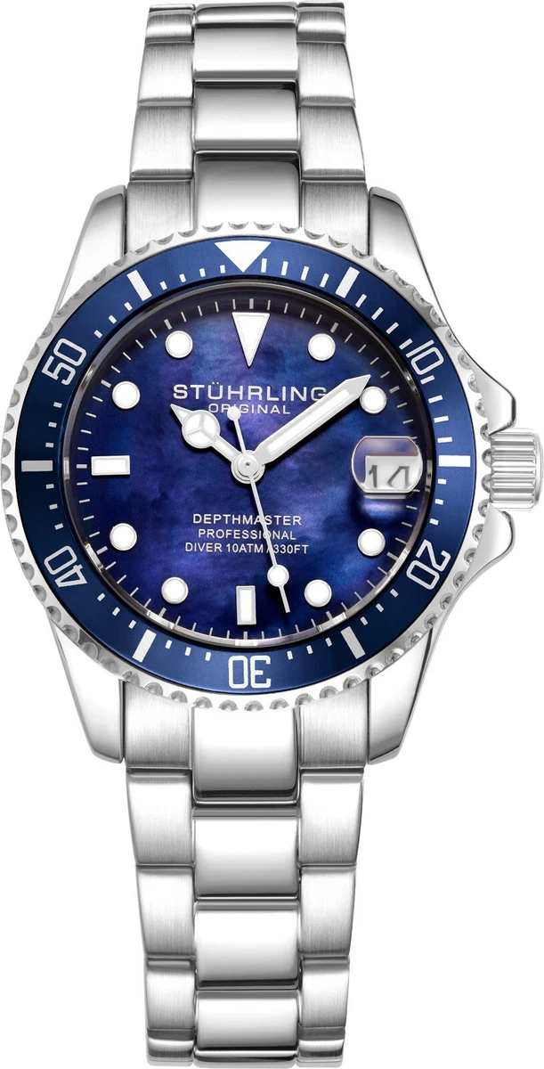 Stuhrling 3950L Women s Underwater Svelte 32mm MOP Stainless Link Bracelet Watch