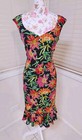 Escada Black & Colourful Floral Silk Dress Size 38 Au 12 $1800. Party Designer