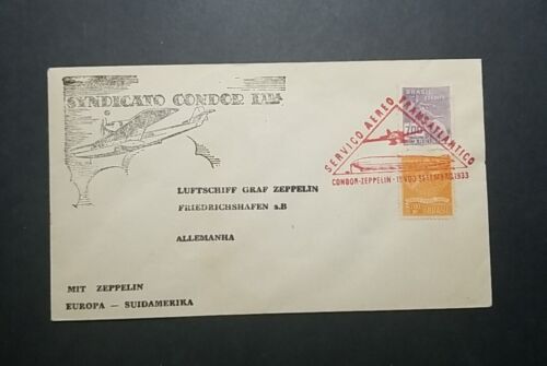 1933 LZ-127 Graf Zeppelin Flown Brazil-Germany Postal History Cover