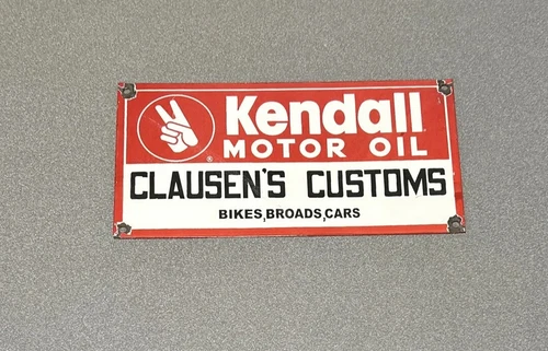 VINTAGE 12” KENDALL PORCELAIN SIGN CAR GAS TRUCK GASOLINE OIL