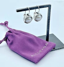 Silpada Sterling Silver & Pearl, Margarite Latching Wire Earrings W1750, Israel