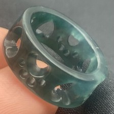 Video Certified A Jadeite Jade Heart Sun Round Circle Ring NO. 4.5  419055