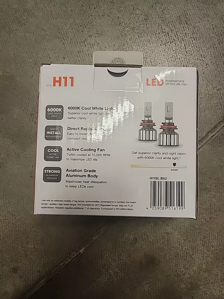 Lâmpadas brancas frias H 11 Sylvania Led 6000 lumes pacote com 2 - Imagem 2 de 4