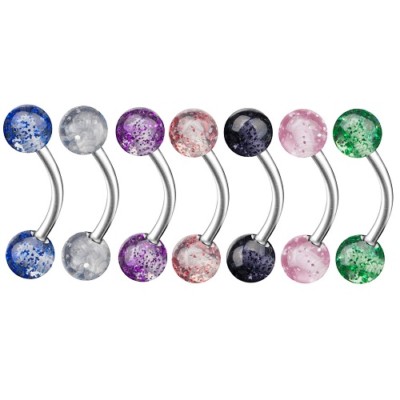Augenbrauenpiercing Eyebrow Hantel Banane Piercing Ultra UV Glitter Kugeln