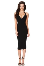 Nookie Madea Midi Bodycon Black Cocktail Dress Size Large NWT