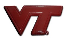 virginia tech hokies VT logo maroon red color chrome auto emblem usa made