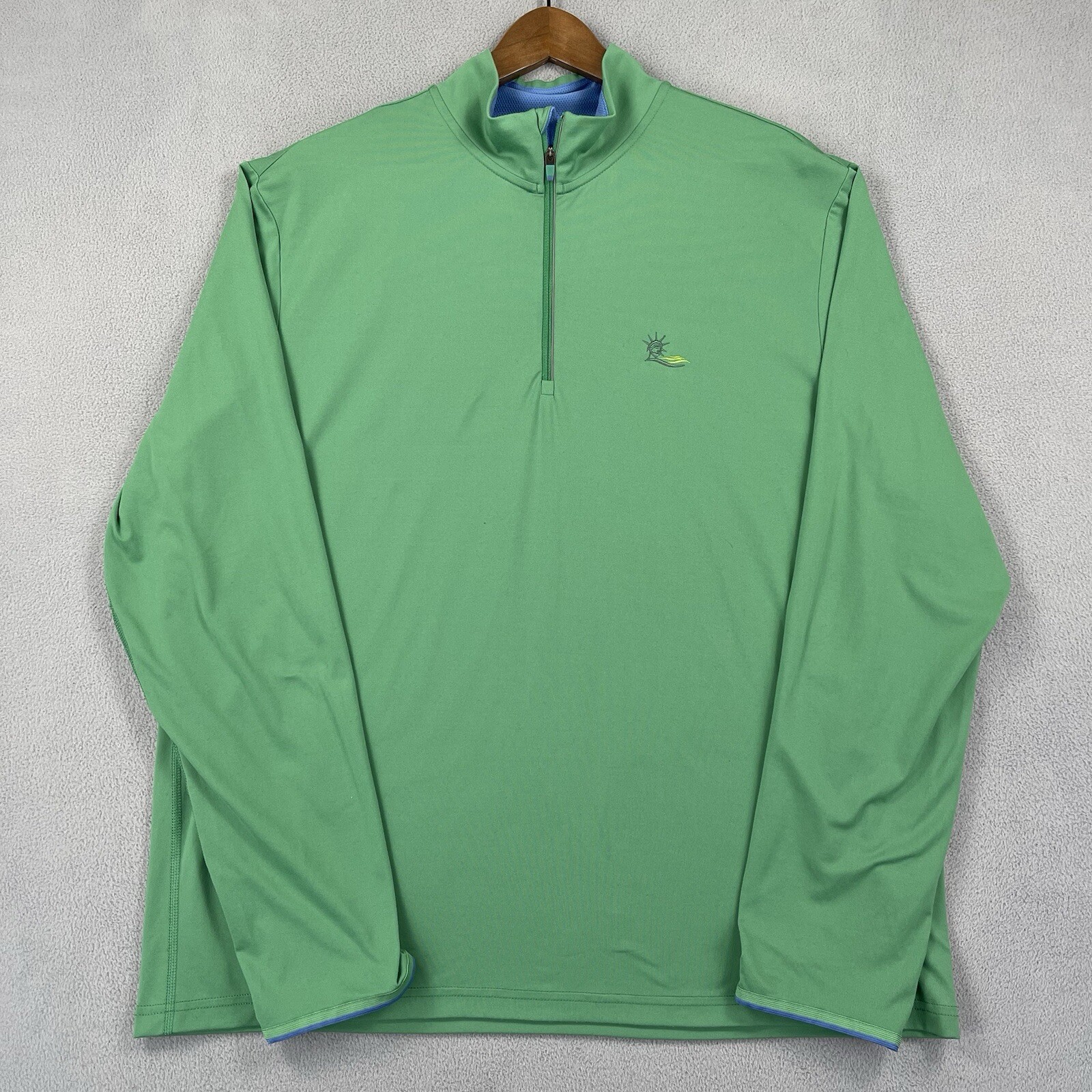Polo Golf Felpa Uomo XL Verde Pony Logo 1 4 Zip Pullover Traspirante Tinta Unita