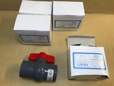 (Qty 4) DURA 1-1/2 in. Gray PVC Compact Ball Valve, Sch 80, Socket/Slip/Solvent
