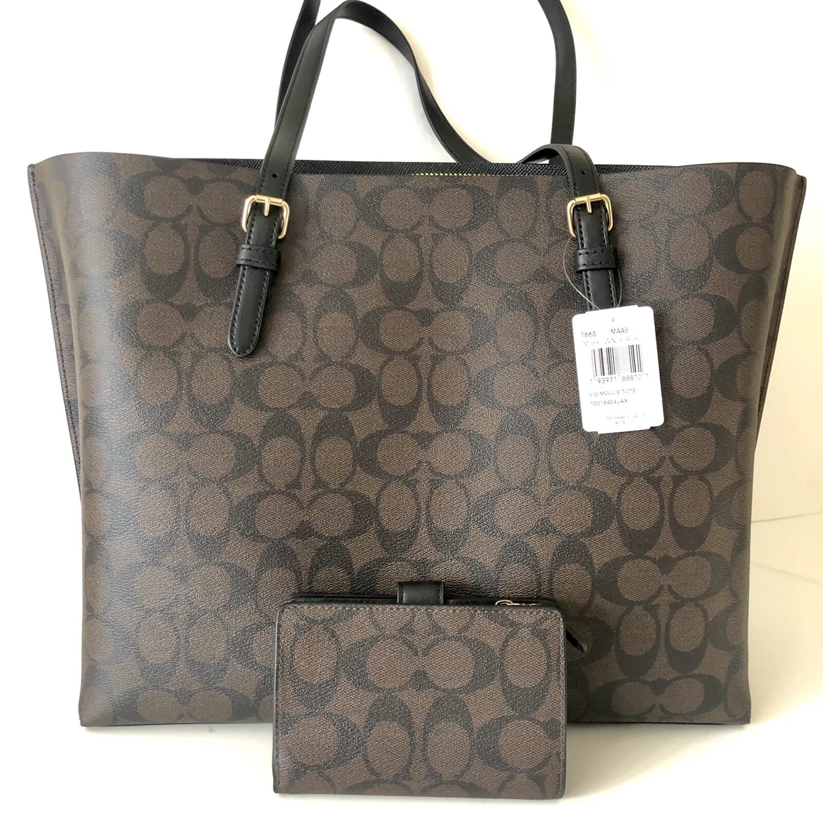 Coach Mollie Tote Signature Brown Large Purse Wallet Set Laptop