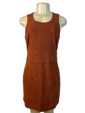 Express Womens Sleeveless Rust Suede-Look Mini Dress With Grommet Detail Size 6