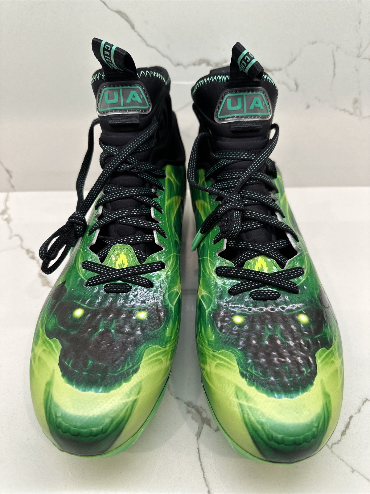 Under Armour Spotlight Black Green Lux MC Slime Skull Football Cleat