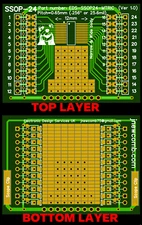 4pcs SSOP SSOP24 0.65mm STRIPBOARD Adaptor PCB Breakout, 24 Pin TSSOP MSOP 