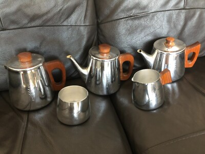 Vintage Sona 5-teiliges Tee-/Kaffeeservice, Edelstahl & Teak, Stratford Upon Avon
