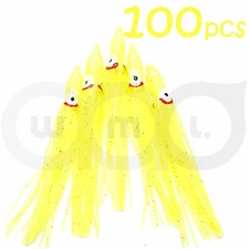 100pcs 4.75" Hoochies Squid Skirts Octopus Trolling Fishing Lure - Neon Yellow