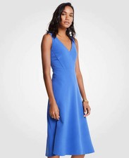 Ann Taylor-Regular & Petite Vibrant Blue V-Neck Midi Flare Dress $150.00 (U202)