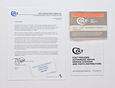 Colt Double Eagle 1995 Manual, Repair Stations List, Colt Letter, Etc.