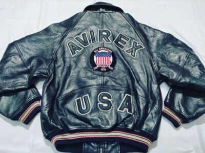 Mint 90s AVIREX signature icon ny usa Leather varsity jacket Mint 90s AVIREX signature icon ny usa Leather varsity jacket