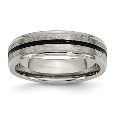 Titan schwarz Emaille 6 mm satiniert und poliert Band S:11; Damen & Herren