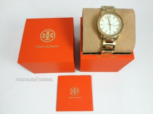 NEW Tory Burch Large Gigi Cream Gold Stainless Steel