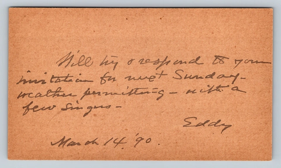 ANTIQUE c1890 Postal Card: To State Farm MA, Be There Sunday, Weather Permitting - Image 2 of 2