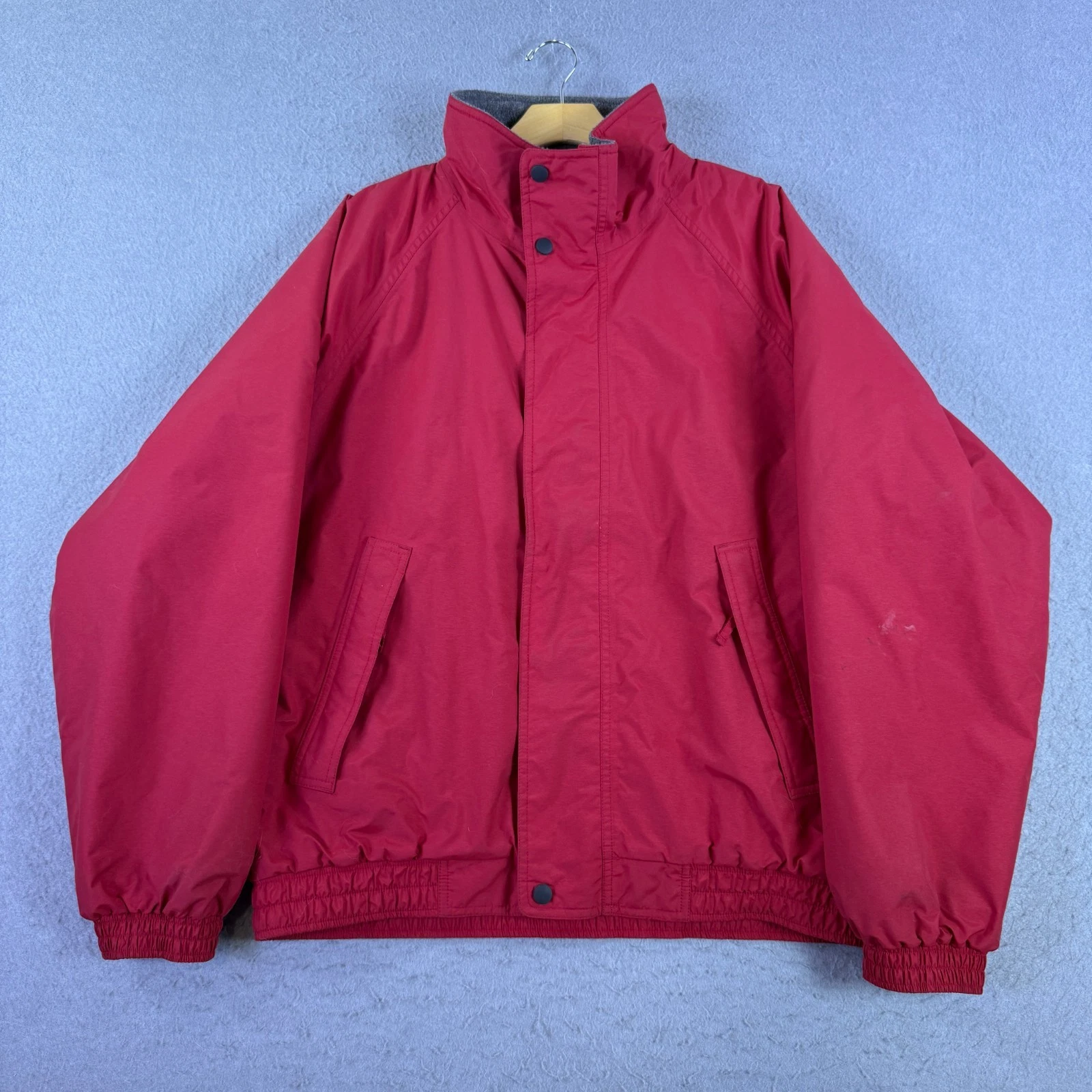 VTG Lands End Men's Jacket Full Zip L Red Goretex Insulated Fleece Lined Squall