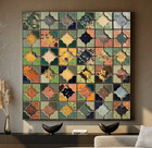 XL LEINWAND BILD BIS 140x140x5 MEDITERRANES MOSAIK TERRAKOTTA-GRÜN-TÖNE LANDHAUS