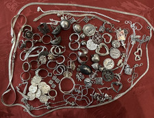 Large Sterling Silver Mixed Jewelry Vintage Lot Wear Or Scrap No Stones 300g.