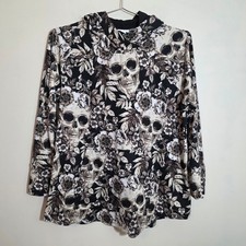 LuLaRoe Amber skull floral print hooded sweatshirt womans size 2XL plus pullover