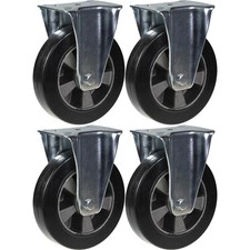 200 mm (8") zwenkwiel met zwart rubber, vast, zeer stevig, draagvermogen 1800 kg