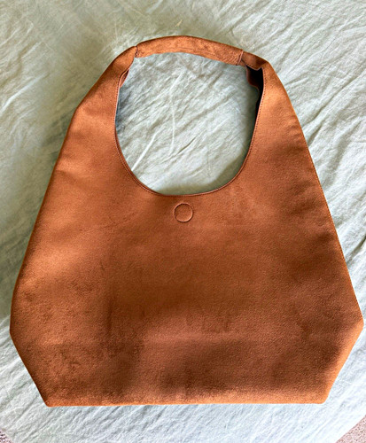 Abercrombie & Fitch Suede Shoulder Bag Matte Gold Hardware Lined Pockets