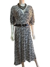Anthropologie Faithfull The Brand Zebra Print Midi Dress Size L, Pre-Own EUC