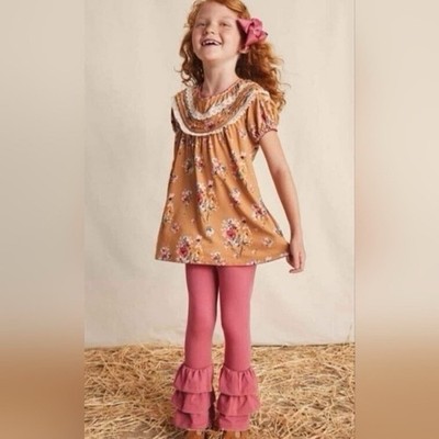 Matilda Jane Girls Discovery Garden Top Floral Lace Detailing Size 8