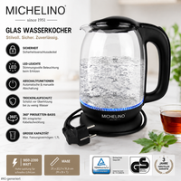Glas Wasserkocher 1,7 Liter Mit Led-Beleuchtung, 2200 Watt